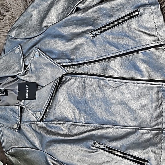 Faux Leather Metallic Jacket - Picture 4 of 7